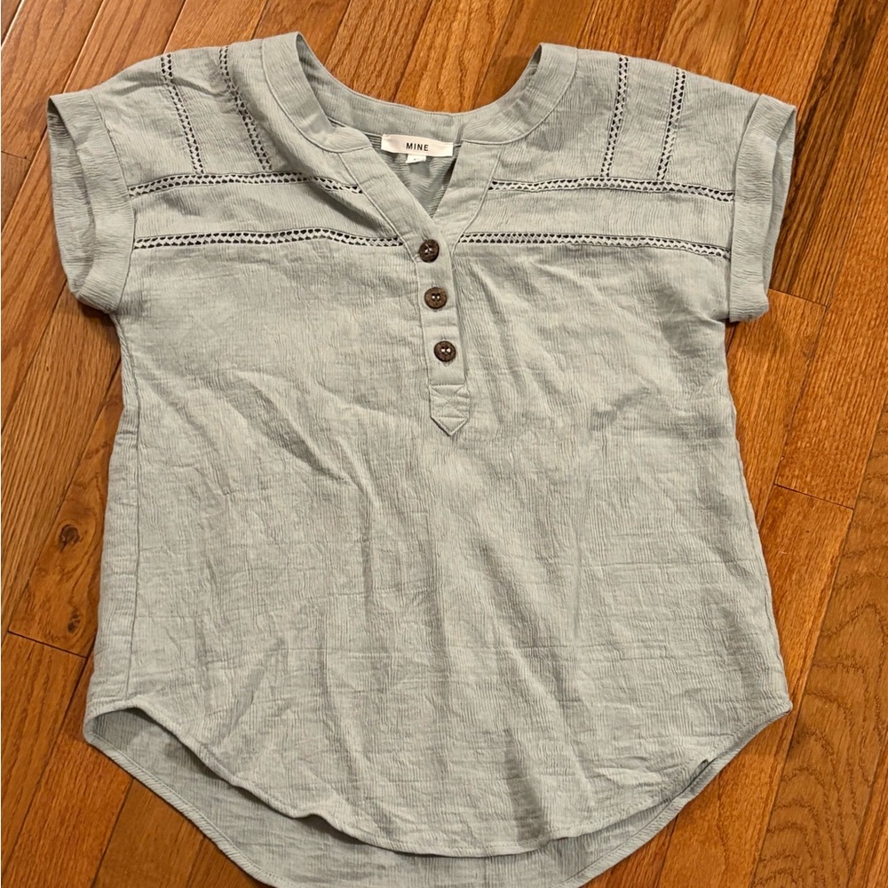 Mine Light Green Blouse with Button Detail